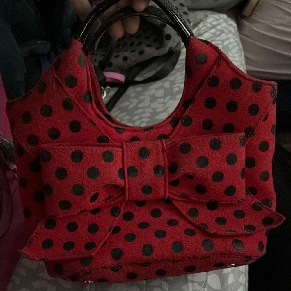 Kate Spade Red and Black Mini Bag with Bow Detail